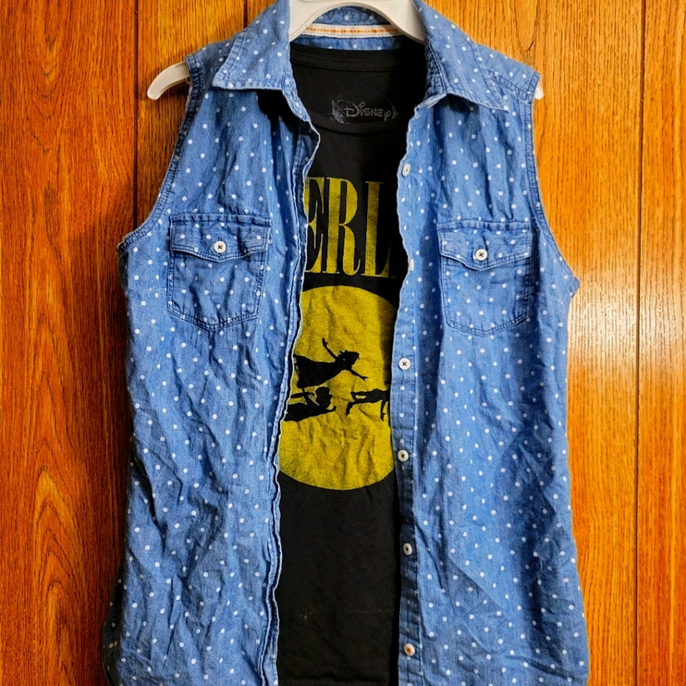 SO Brand Lightweight Polka Dot Denim Vest Juniors